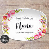Happy Mother's Day Pink Floral Platter for Mom Grandma Nana