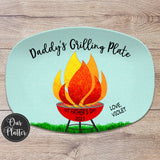 Daddy's Grilling Plate, Personalized custom barbecue grilling platter, children's and pet names with hearts or paw prints, father's day, birthday, first father's day