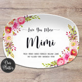 Love You More Happy Mother's Day Pink Floral Platter for Mom Grandma Nana Mimi