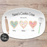Personalized Cookie Plate – Favorite Cookie Crew – Perfect Batch – Mother’s Day Platter – Gift for Mom, Grandma – Heart Sugar Cookies