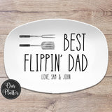 Best Flippin' Daddy BBQ Plate, Personalized Serving Tray Platter, Father's Day Gift for BBQ Lover, Gifts for Him, Outdoor Poolside