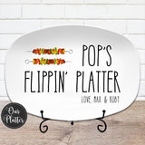 Dad's Flippin' BBQ Plate, Personalized Serving Tray Platter, Father's Day Gift for BBQ Lover, Gifts for Him, Outdoor Poolside