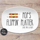 Dad's Flippin' BBQ Plate, Personalized Serving Tray Platter, Father's Day Gift for BBQ Lover, Gifts for Him, Outdoor Poolside