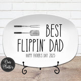 Best Flippin' Daddy BBQ Plate, Personalized Serving Tray Platter, Father's Day Gift for BBQ Lover, Gifts for Him, Outdoor Poolside