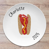 Personalized Handprint Plate – Grilling Hamburger & Hot Dog Design | Custom Kids Art | 10" Round
