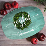 Personalized Family Platter – Custom Holiday Serving Tray, Boxwood Berry Design