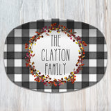 Fall Buffalo Plaid Personalized Platter