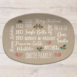 Christmas Text Personalized Platter, Custom Family Platter, Hostess Gift for Holidays, Winter Text Collage