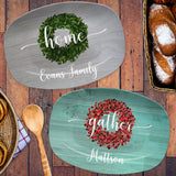 Personalized Family Platter – Custom Holiday Serving Tray, Boxwood Berry Design