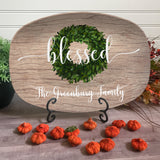 Personalized Family Platter – Custom Holiday Serving Tray, Boxwood Berry Design