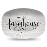 White Wood Farmhouse Inspired Script Platter | Choice of Text: Gather - Thankful - Blessed - Celebrate - Grateful - Custom