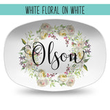 Custom Floral Wreath Personalized Platter | Choose Your Design | Wedding β’ Shower β’ Anniversary β’ Housewarming