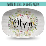 Custom Floral Wreath Personalized Platter | Choose Your Design | Wedding • Shower • Anniversary • Housewarming