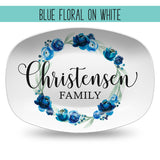 Custom Floral Wreath Personalized Platter | Choose Your Design | Wedding • Shower • Anniversary • Housewarming