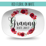 Custom Floral Wreath Personalized Platter | Choose Your Design | Wedding • Shower • Anniversary • Housewarming