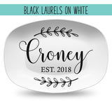 Custom Farmhouse Laurels Personalized Platter | Wedding β’ Shower β’ Anniversary β’ Housewarming