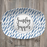 Patterned Personalized Custom Platter | Aztek • Dots • Black and White • Blue and White