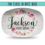 Custom Floral Wreath Personalized Platter | Choose Your Design | Wedding β’ Shower β’ Anniversary β’ Housewarming