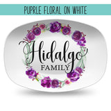 Custom Floral Wreath Personalized Platter | Choose Your Design | Wedding • Shower • Anniversary • Housewarming