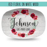 Custom Floral Wreath Personalized Platter | Choose Your Design | Wedding β’ Shower β’ Anniversary β’ Housewarming