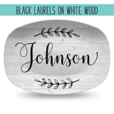 Custom Farmhouse Laurels Personalized Platter | Wedding β’ Shower β’ Anniversary β’ Housewarming