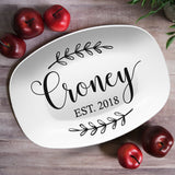Custom Farmhouse Laurels Personalized Platter | Wedding β’ Shower β’ Anniversary β’ Housewarming