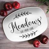 Custom Farmhouse Laurels Personalized Platter | Wedding • Shower • Anniversary • Housewarming