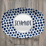 Patterned Personalized Custom Platter | Aztek • Dots • Black and White • Blue and White