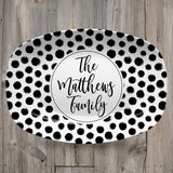 Patterned Personalized Custom Platter | Aztek • Dots • Black and White • Blue and White