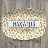 Patterned Personalized Custom Platter | Aztek • Dots • Black and White • Blue and White