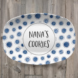 Patterned Personalized Custom Platter | Aztek • Dots • Black and White • Blue and White