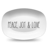 HandScript White Platters | Gather - Thankful - Blessed - Celebrate - Grateful - Joyful - Noel - Tis The Season - Peace - Custom