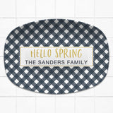 Happy Easter / Hello Spring Gingham | Personalized Platter | Mint - Navy - Pink - Yellow