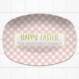 Happy Easter / Hello Spring Gingham | Personalized Platter | Mint - Navy - Pink - Yellow
