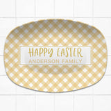 Happy Easter / Hello Spring Gingham | Personalized Platter | Mint - Navy - Pink - Yellow