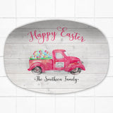 Vintage Truck Happy Easter | Personalized Platter | Blue Mint Pink