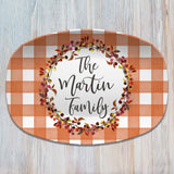 Fall Buffalo Plaid Thanksgiving Personalized Platters