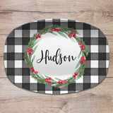 Christmas Buffalo Plaid Personalized Platters