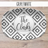 Distressed Diamond Aztek, Boho, Farmhouse Style  Personalized Platters