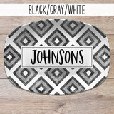 Distressed Diamond Aztek, Boho, Farmhouse Style  Personalized Platters