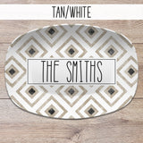 Distressed Diamond Aztek, Boho, Farmhouse Style  Personalized Platters