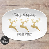 Three Reindeer Personalized Custom Holiday Christmas Platter