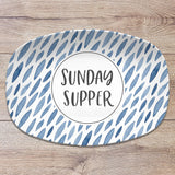 Blue & White Patterned Personalized Custom Platter