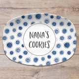 Blue & White Patterned Personalized Custom Platter