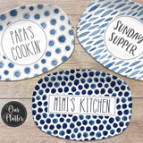 Blue & White Patterned Personalized Custom Platter