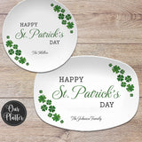 St. Patrick's Day Shamrock Clover Personalized Plate Platter