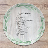 Handwritten Recipe Personalized Platter, Green Wreath Design, Transfer Recipe Gift, Handwriting Keepsake Plate, Family Recipe Heirloom Dish