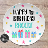 Happy Birthday Personalized Plate, Gifts Stars, Birthday 10" Plate, First Birthday Girl Boy, Party Plate, Kids Plastic Plate, Teen Birthday