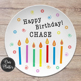 Happy Birthday Candles Personalized Plate, Birthday 10" Plate, First Birthday Girl Boy, Party Plate, Kids Plastic Plate