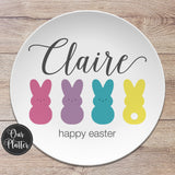 Easter Plate, Bunny Peeps Personalized Plates, Plates for Kids, Easter Gift for Girls, Easter Gift for Boys, Personalized Easter Gift